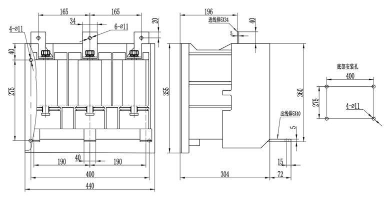 LHJCZ33-12J/D630-6.3T真空接觸器外形圖及安裝圖點擊圖片放大